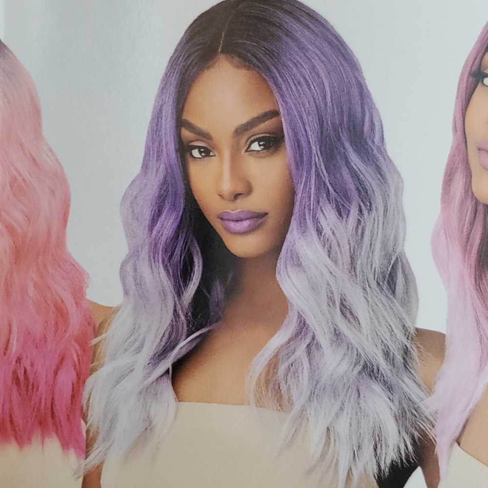 Wig, smoky purple, water color Ombre